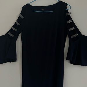 navy blue dress brand JBS Material polyester size S width 18 in. length 34in